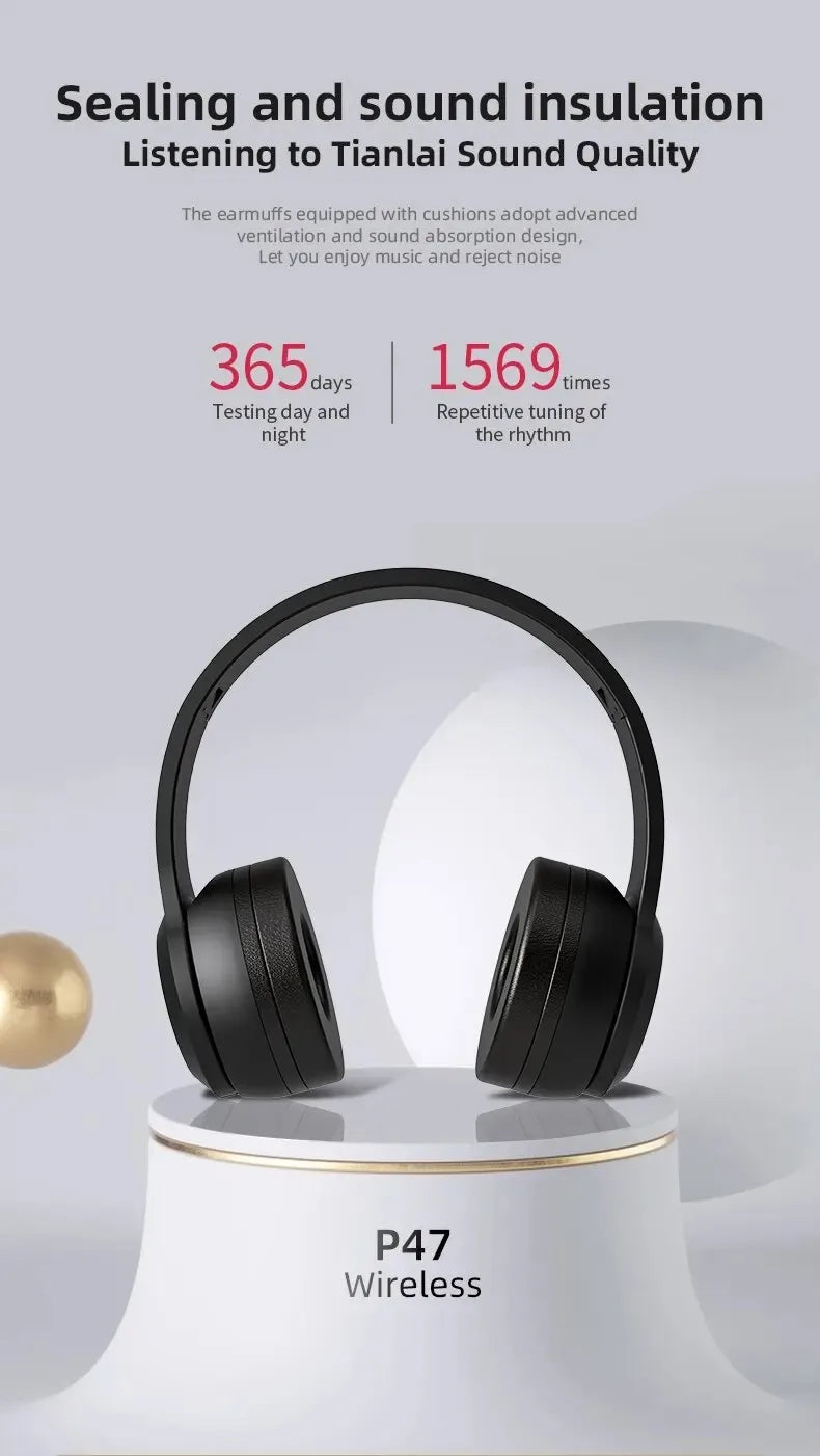 Handsfree Wireless Headphones Noise Canceling Headphone Earphone P47 headset Bluetooth Head Phone for iPhone Huawei Samsung S22