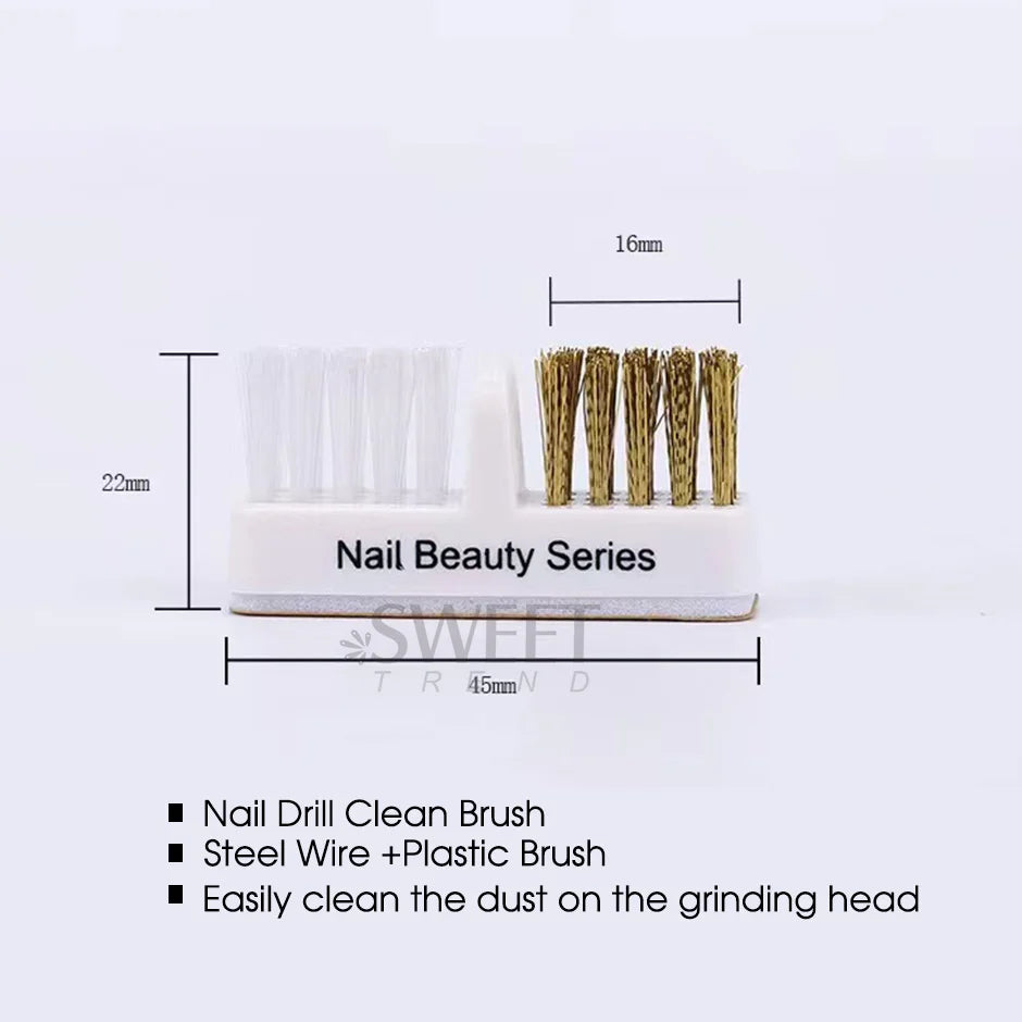 1pc Electric Nail Grinding Head Cleaning Brush Portable Manicure Drills Bits Cleanser Dual Copper Wire Brush Clean Tool Supplies