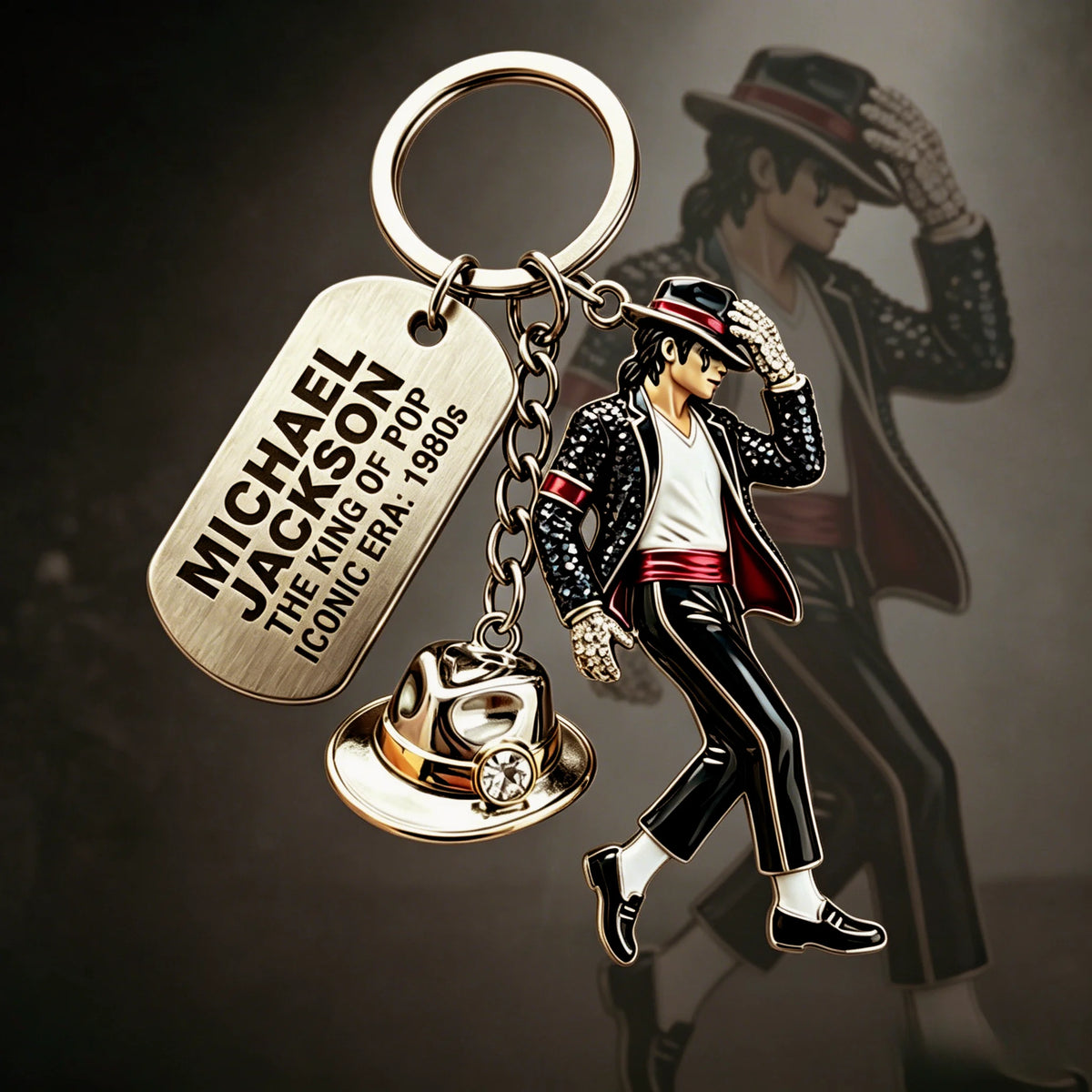 2026 Michael Jackson Keychain, Classic Dance King Pendant Key Ring, Fashion Singer Key Chain, Creative Gift for Men Women