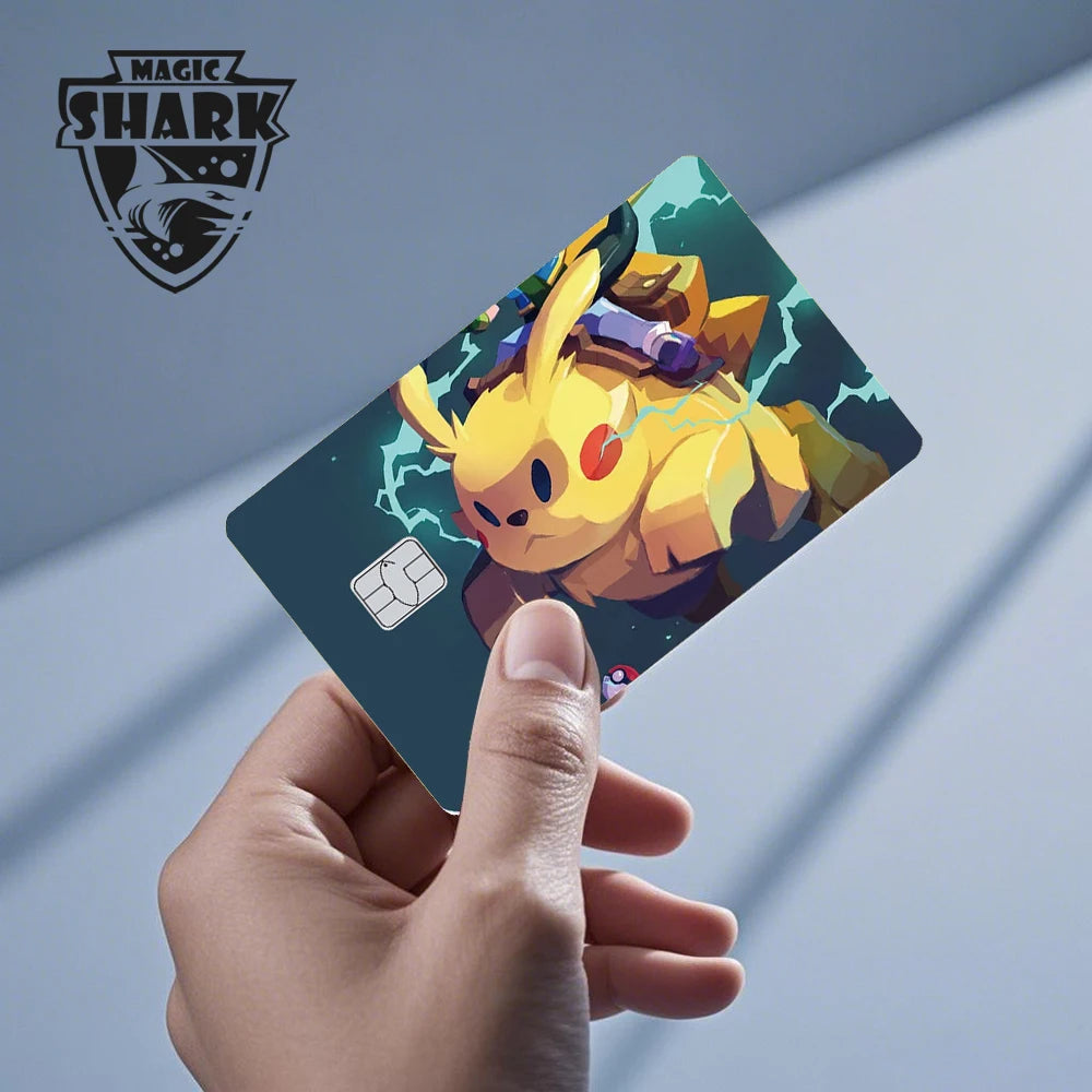Maigc Shark Cute Pokemons Mewtwo Eevee Pikachu Gengar Sticker Film Cover for Debit Credit Card No Fade