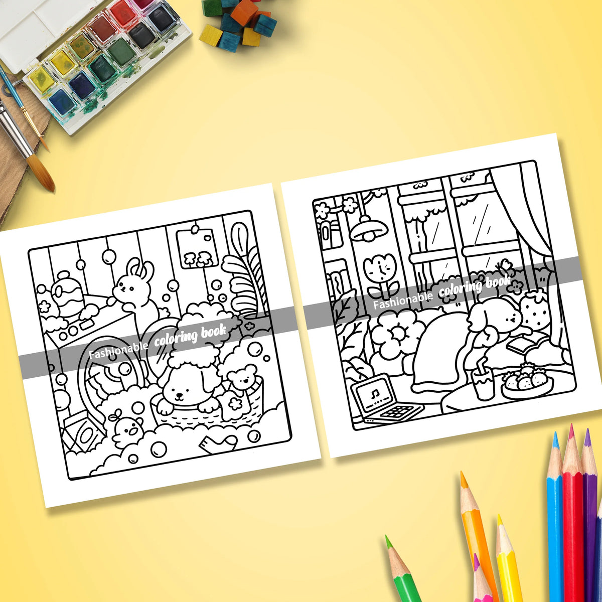 COZY CUTIES Bold-easy Patterns Coloring Book for Adults Cute Drawing Book Perfect Gift for Party and Birthday