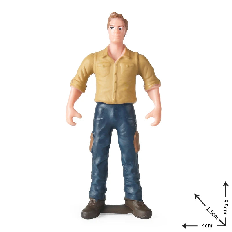 Oenux New Farmer People Model Simulation Farm Staff Feeder Action Figures Pig Animals Figurine Miniature Lovely Toys For Kids