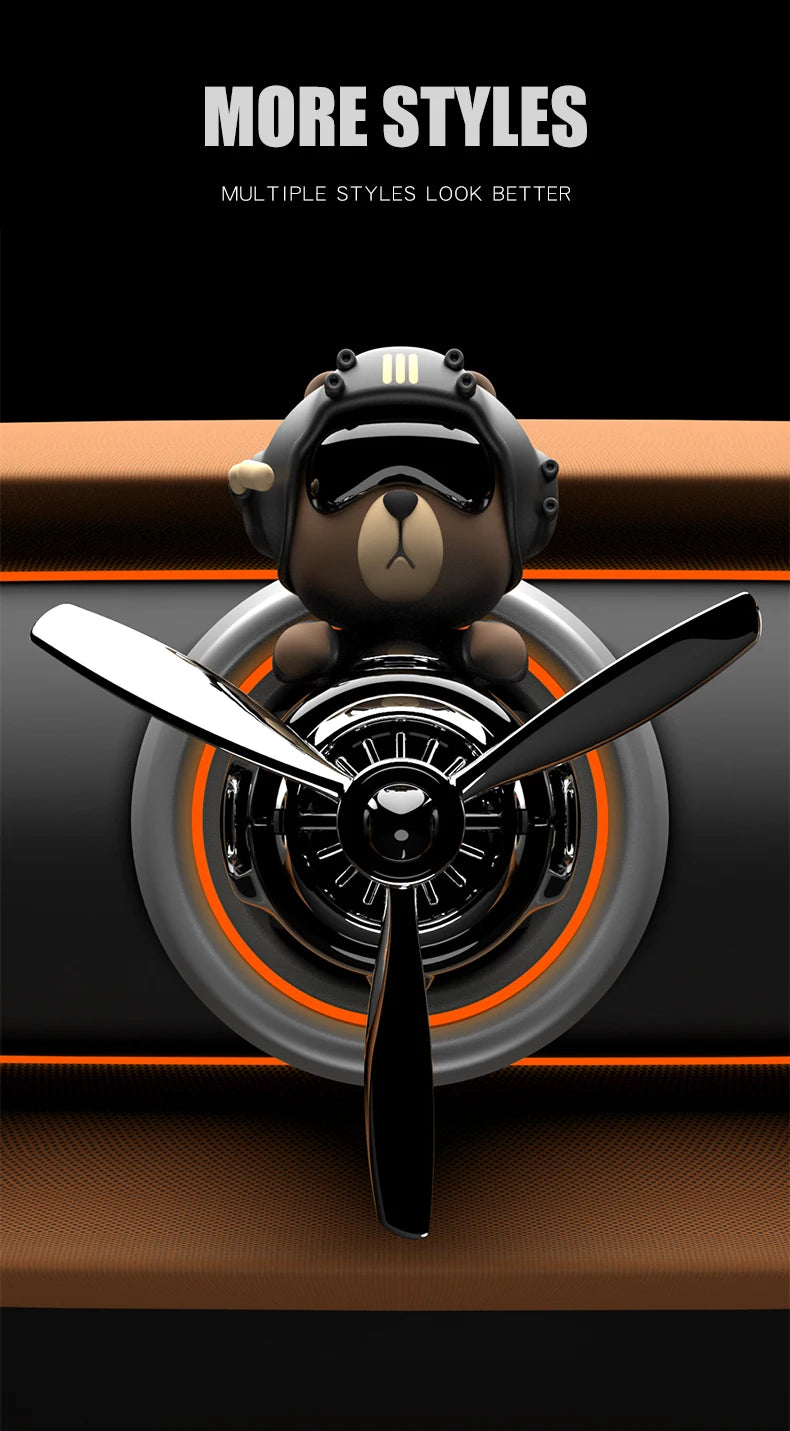 Head shake rotating propeller plane cool bear pilot car air fresheners accessories decoration fun diffuser perfume fragrance men