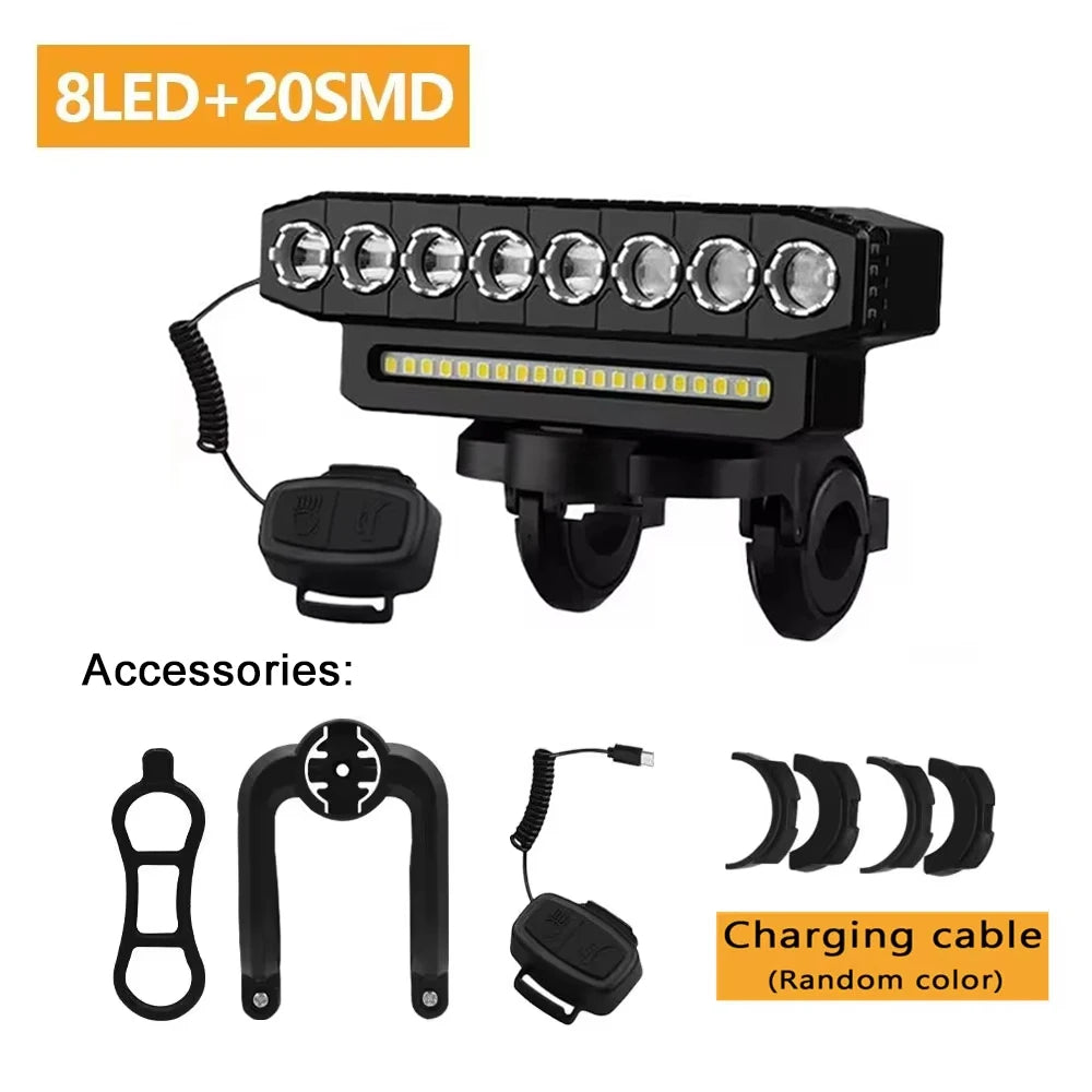 5/8 LED Bicycle Front Light USB Rechargeable 130dB Cycling Bike Horn Easy to Install 6 Modes Bicycle Bell Light