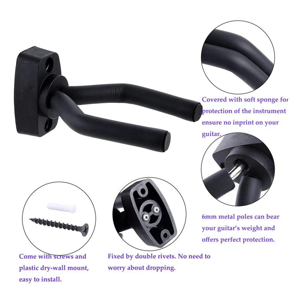 1/2 Pcs Wall Mount Guitar Hanger Hook Non-slip Holder Stand for Acoustic Guitar Ukulele Bass Guitar Parts Instrument Accessories