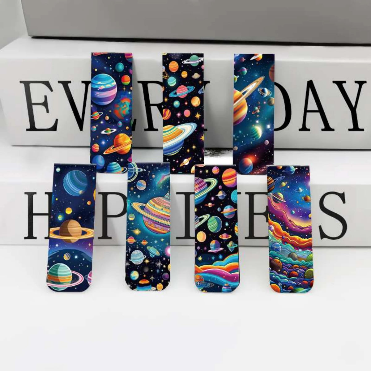 12pcs Space & Planet Themed Magnetic Bookmarks - Durable Paper Page Markers for Students, Teachers and Everyday Use