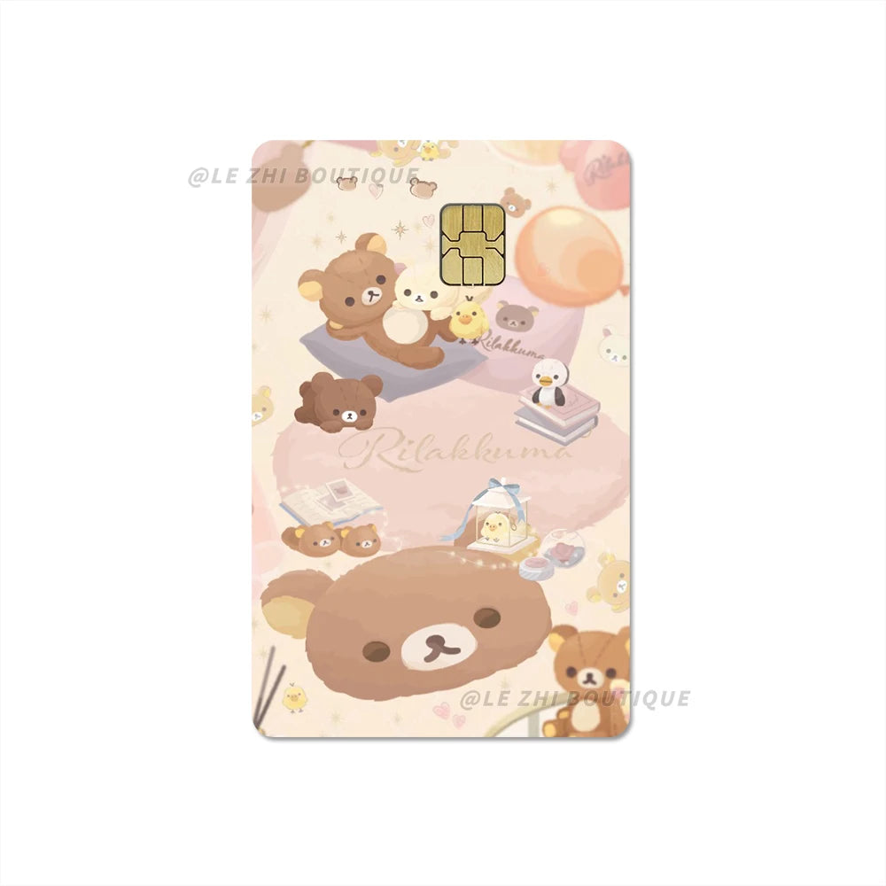 Japan Anime Cute Cartoon Bear Credit Debit Card Sticker Kawaii Bus Pass Diy Waterproof Small Chip Film Sticker Decoration