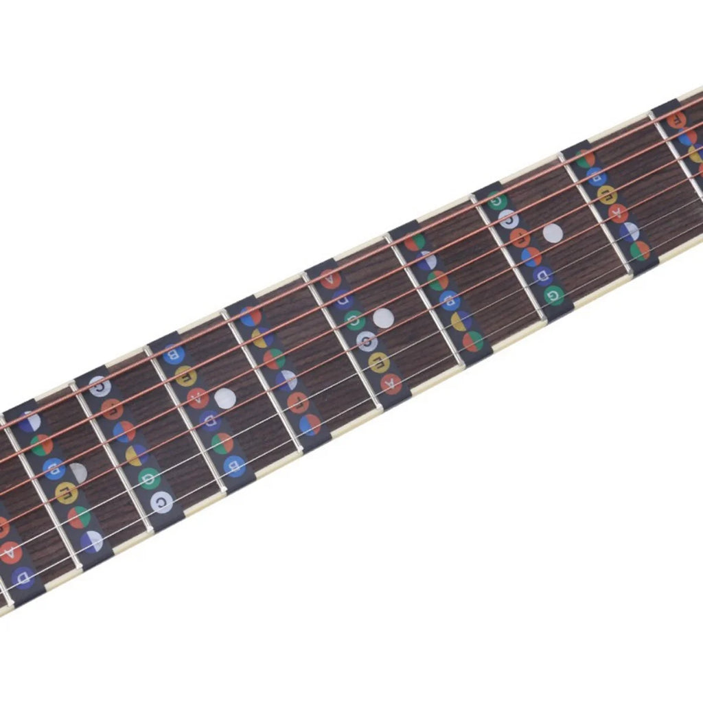 Miwayer Guitar Fretboard Notes Map Labels Stickers 6 String Transparent and Black Fingerboard Fret Decals for Guitar Beginner