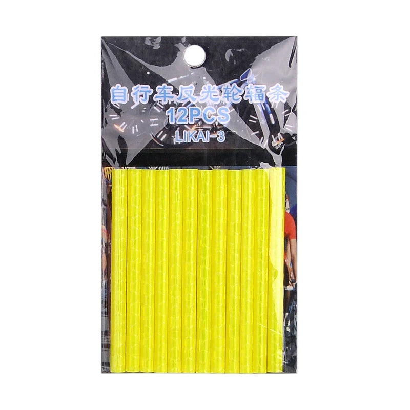 12PCS/Bag Bicycle Wheel Spokes Reflective Sticker Tube Strip Warning Light DIY 7.5cm MTB Cycling Reflector Reflective Safety Kit