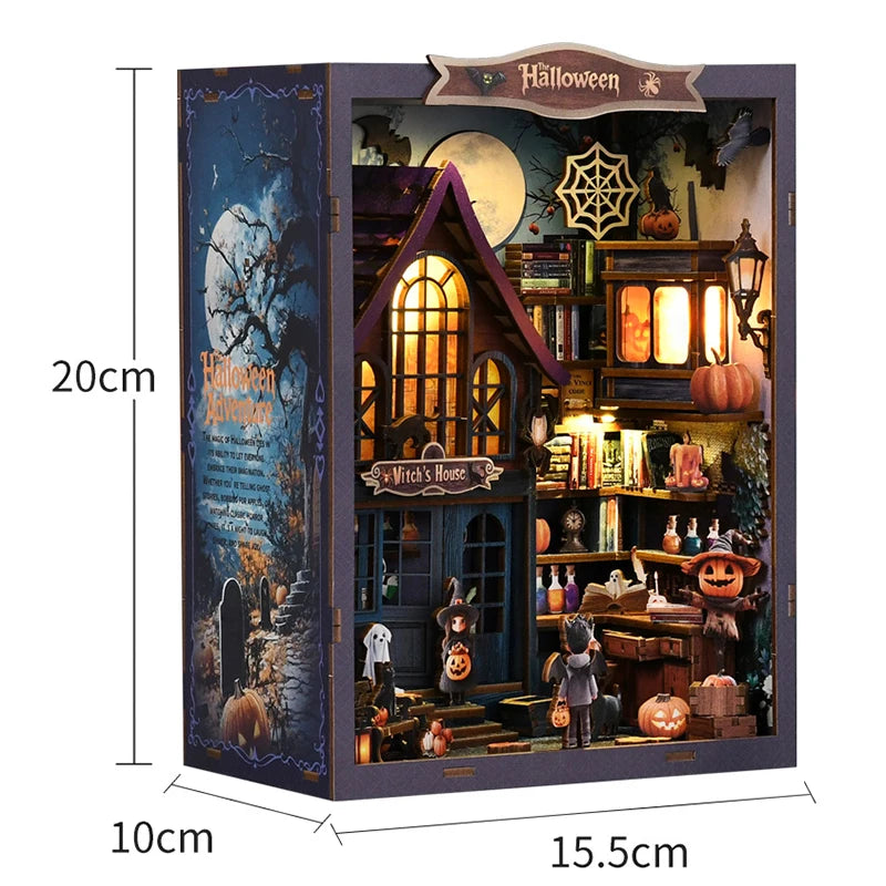DIY Wooden Book Nook Insert Kit Doll Houses Building Toys Bookends Bookshelf Decor DollHouses Toys For Kids Xmas Gifts