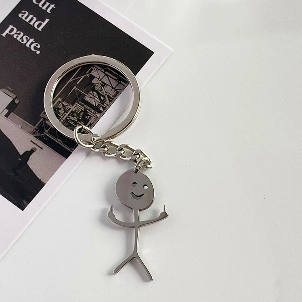 Fun Match People Keychain Creative Car Keyrings Heart To Heart Middle Finger Lovers Key Chain New Bag Pendant Couple'S Gifts