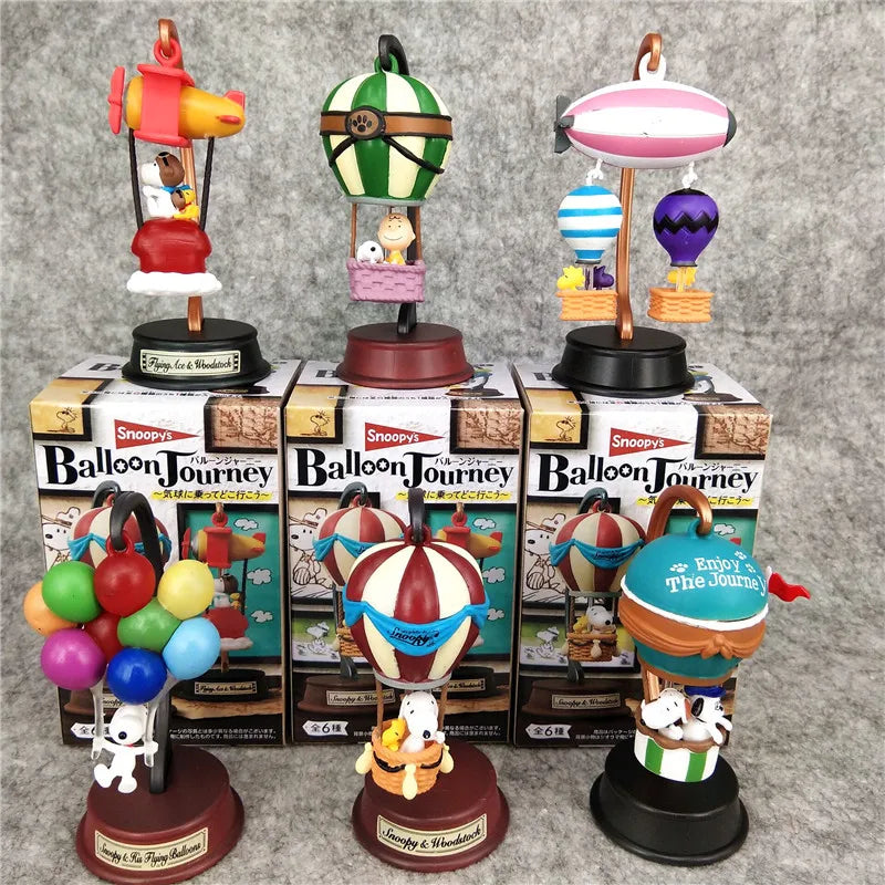 Anime Snoopy Action Figures Hot Air Balloon Blind Box Toy Model Collection Desktop Ornament Children's Birthday Gifts
