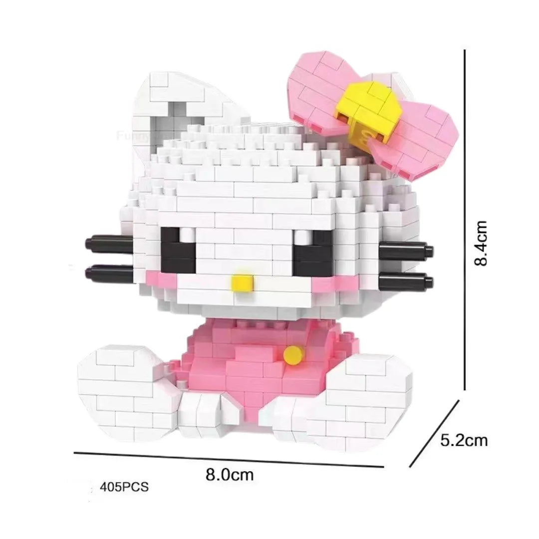 Cartoon Anime Hello Kitty Blocks Kuromi My Melody Cinnamoroll Mouse Building Blocks Doll Toy Kids Birthday Gift