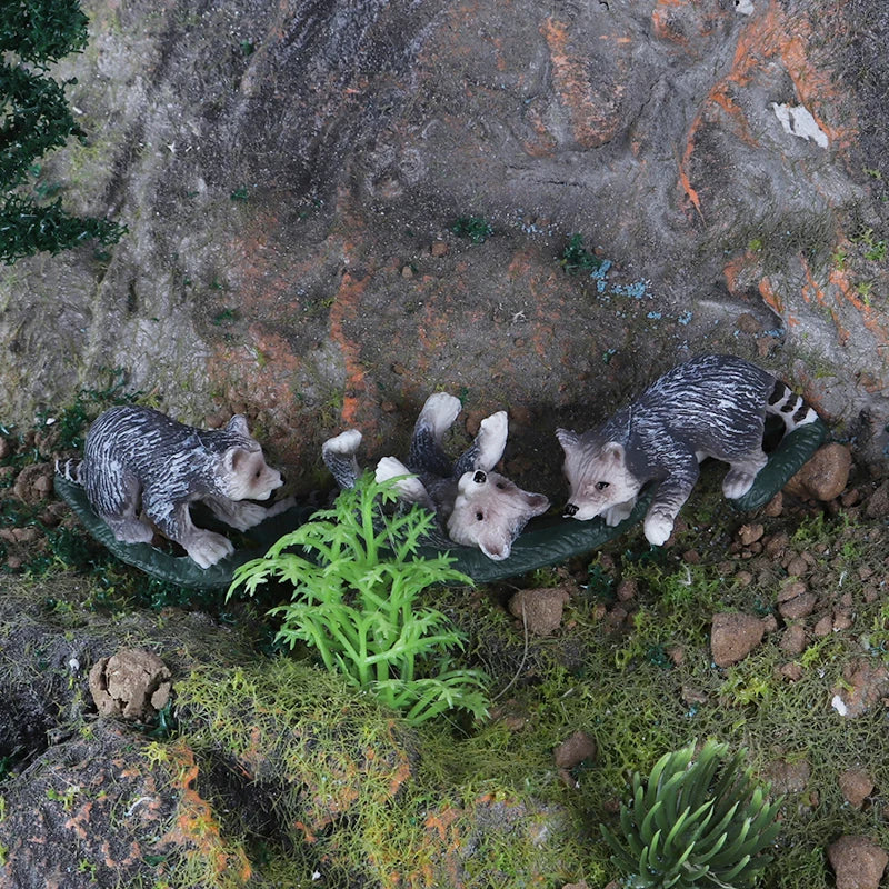 Oenux Simulation Wild Figurines Lesser Panda Raccoon Lemur Model Action Figures Forest Animals Home Education Kids Toy Gift