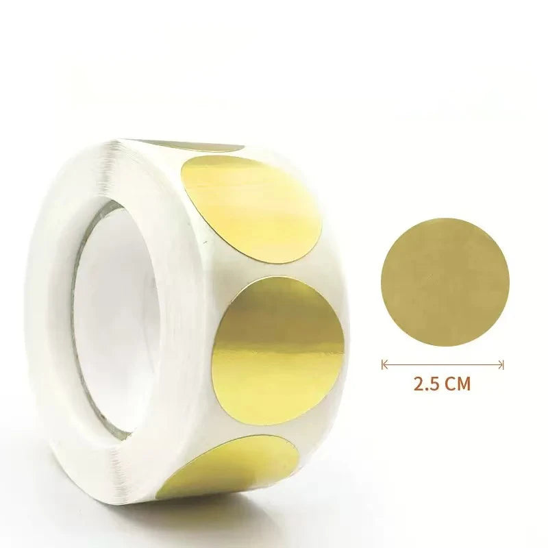 500 pcs / 1 Roll, Kraft Round Self-Adhesive Label Paper Items Classification Name Stickers Personalized Labels