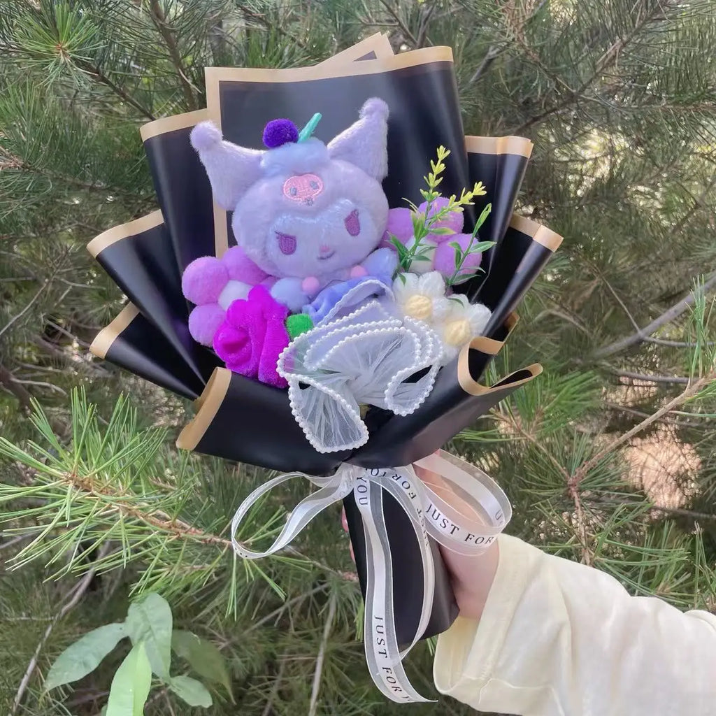 Cartoon My Melody Kuromi Cinnamoroll Kt Cat Plush Doll Creative Flower Bouquet Valentine Christmas Graduation Birthday Gift