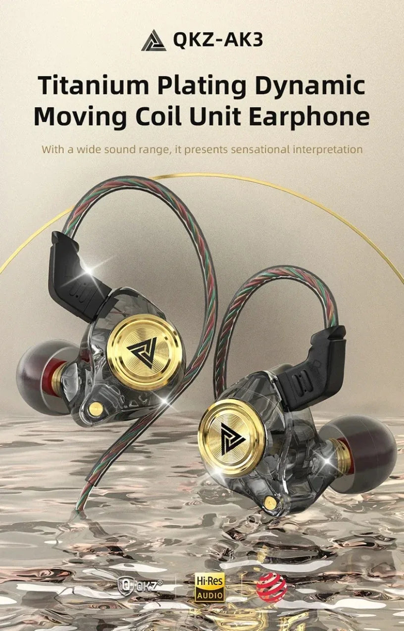 QKZ CK5 FiLe Wired Earphone with Microphone HiFi Music Earphone Professional Gaming And Sports Noise Cancelling Headphones