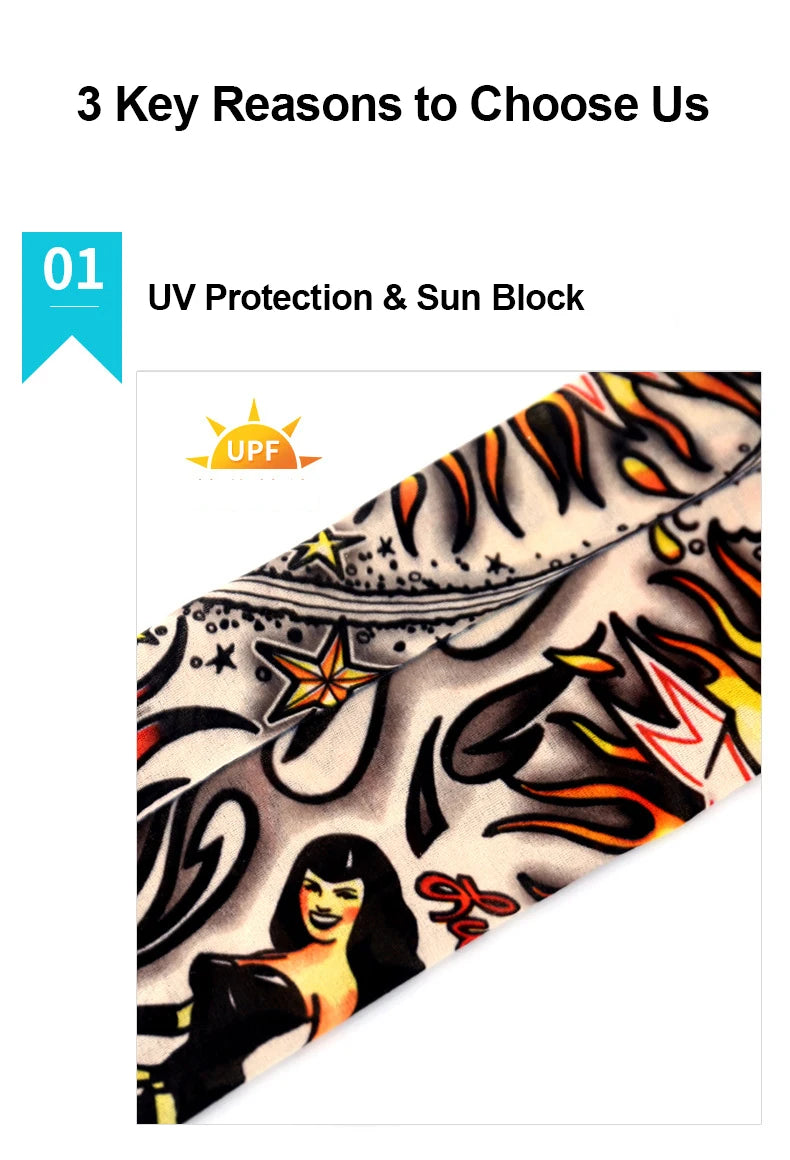 6 PCS Tattoo Sleeves Unisex Summer Cycling Sun Protection Arm Covers Beach Driving Fishing Breathable Nightclub Elastic Sleeves