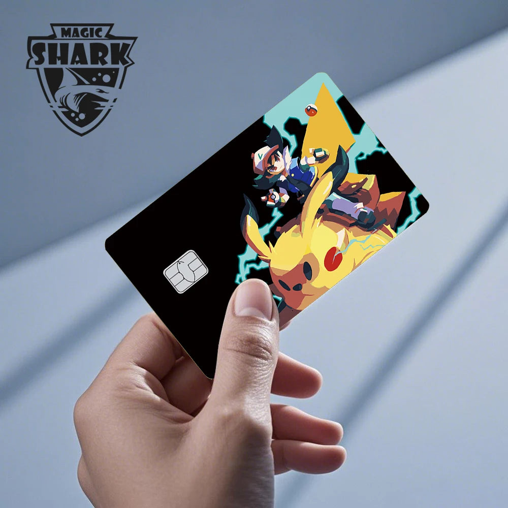 Maigc Shark Cute Pokemons Mewtwo Eevee Pikachu Gengar Sticker Film Cover for Debit Credit Card No Fade