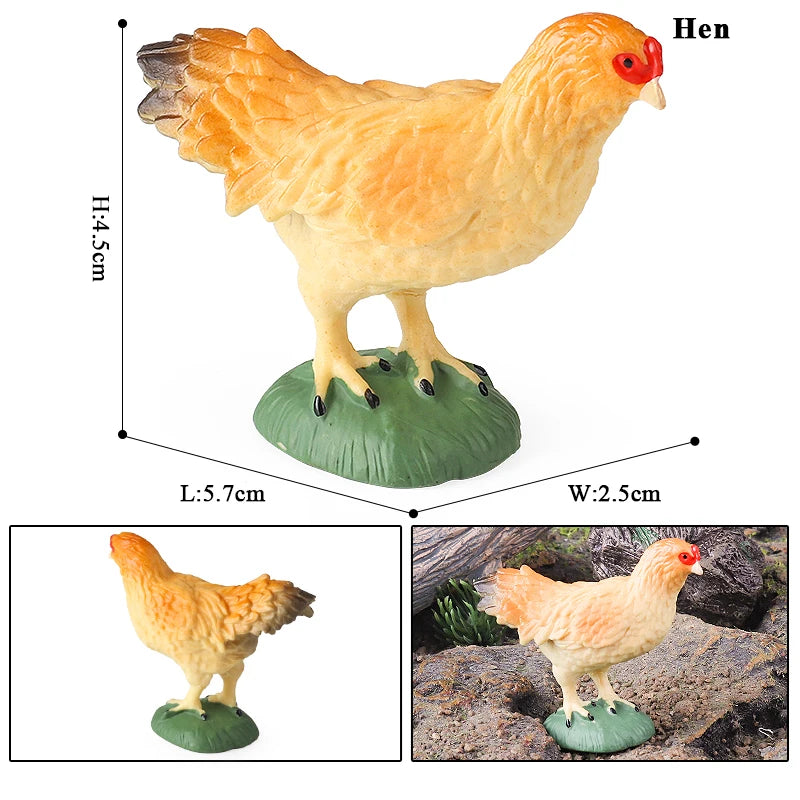 Oenux Lovely Farm Animals Hen Turkey Chook Chicken Cock Action Figure Model Figurines Poultry Miniature Educational PVC Kid Toy