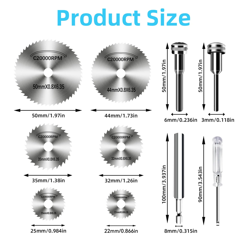 High-Speed Steel Saw Blades 10PCS, 1/4" Hex Shank Universal Fit for Grinders, Metal/Wood/Plastic Cutting Discs, Durable Rotary T