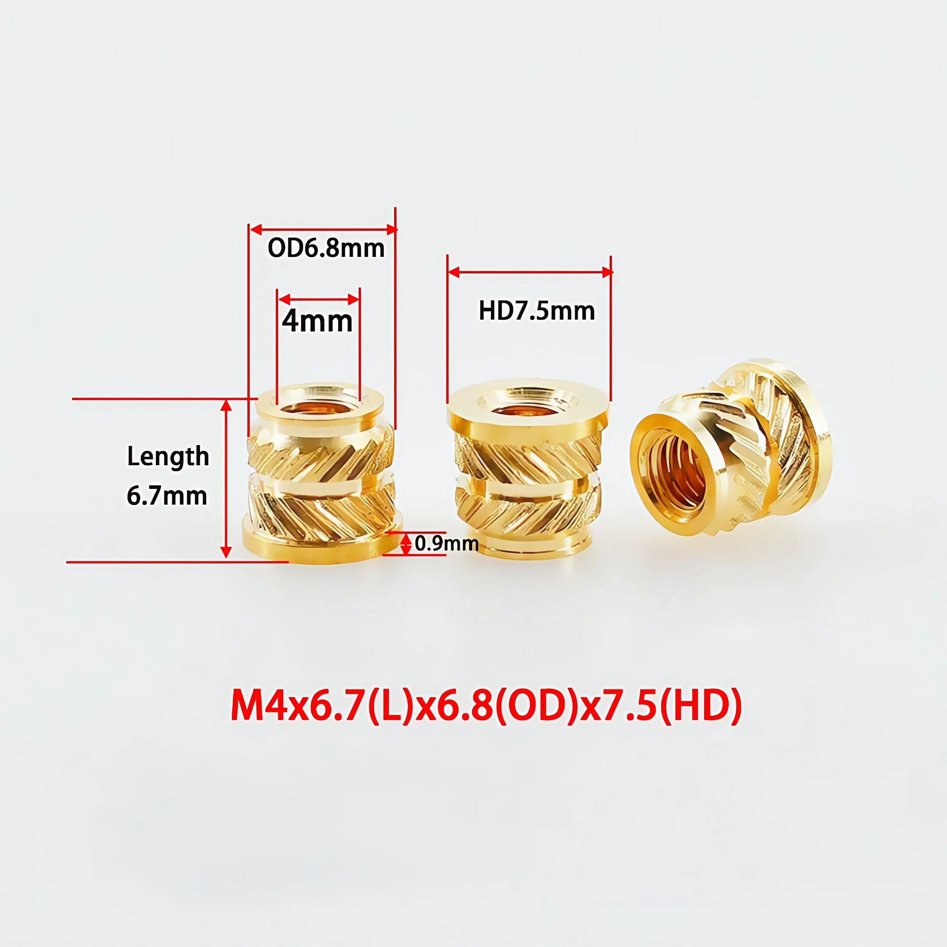 Brass Heat Insert Nut M2 M3 M4 M5 M6 M8 Hot Melt Flange Thread Knurled T-type Copper 3D Printing Injection Embedment Molding Nut