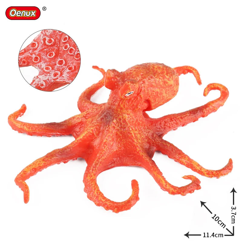 Oenux Sea Life Animals Coral Octopus Nautiloidea Crab Starfish Ocean Model Action Figures Educational Collection Toy Kid Gift