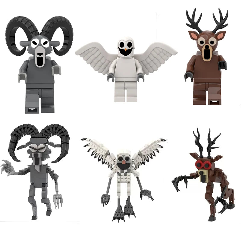99 Nights in the Forest Toy Owl Goat Deer Monster Building Block Set Model Assembly Building Blocks Halloween Decoration Gift