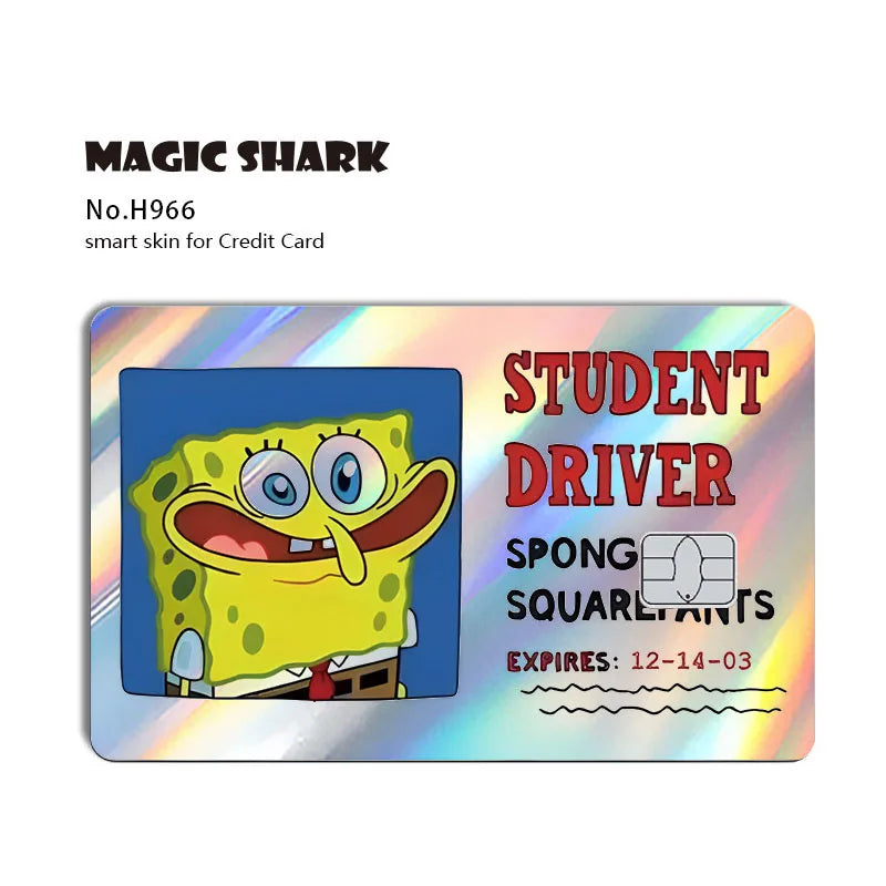 Magic Shark 2026 New Arrival Funny Cute Cartoon Holographic Sticker Laser Film Shinny Skin for Debit Credit Bank Card