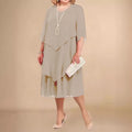 Plus Size Elegant Chiffon Dress Women's Irregular Layered Hem Flowy Midi Dress Fashion Party Wedding Guest Summer O-neck Dresses