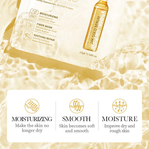 15pcs SADOER 24K Gold Vitamin C Hyaluronic Acid Facial Masks for Face Moisturizing Firming Hydrating Face Mask Facial Skin Care