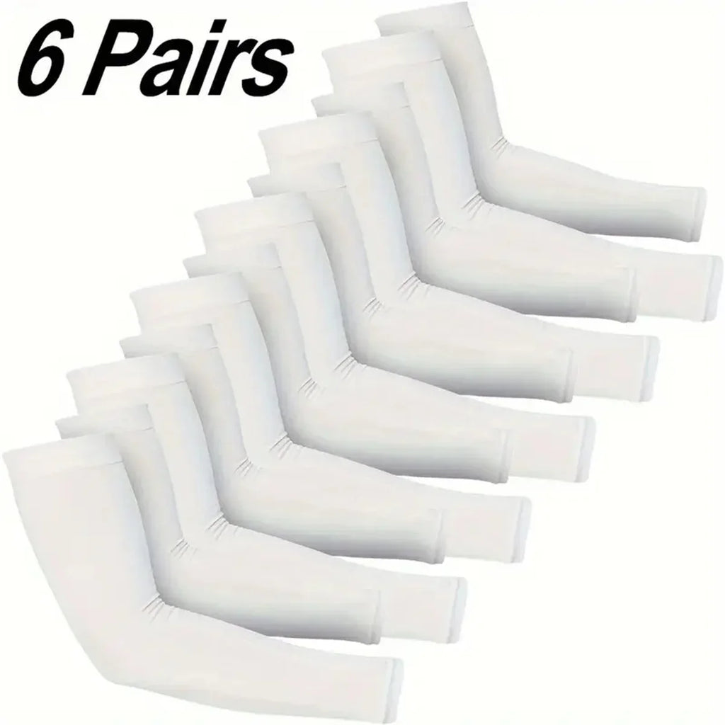 KKJOY 6 Pairs Unisex Cooling Arm Sleeves Compression Breathable Moisture Wicking for Men Women Sports Outdoor UV Protection