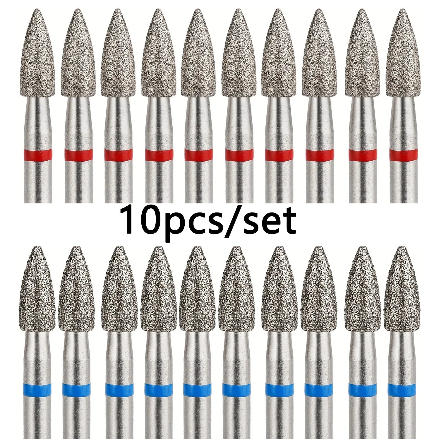 10pcs/set 3mm Cone Diamond Cuticle Bit Manicure Drills Nails Accessories Tools