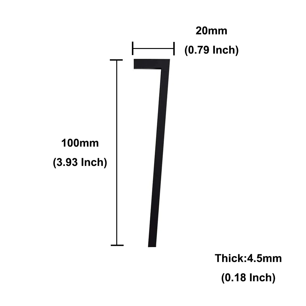 4 Inch 100mm Self Adhesive Big Modern Door Number for Exterior House Apartment Plaque Mailbox Address Digits Sticker Sign Black