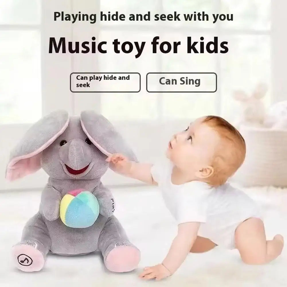 Hide-And-Seek Elephant Plush Toy Baby Interactive Singing Musical Toy For Soothing Children Head Up Training Toys Christmas Gift