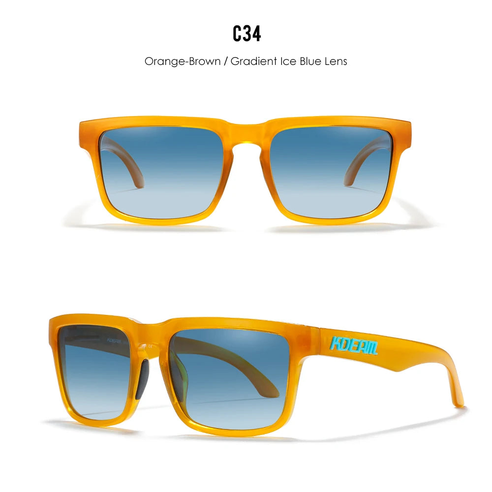 KDEAM Men's Polarized Sunglasses Square Casual Outdoors Sun Glasses Women Unisex Sunglass For Couple With Zipper Case