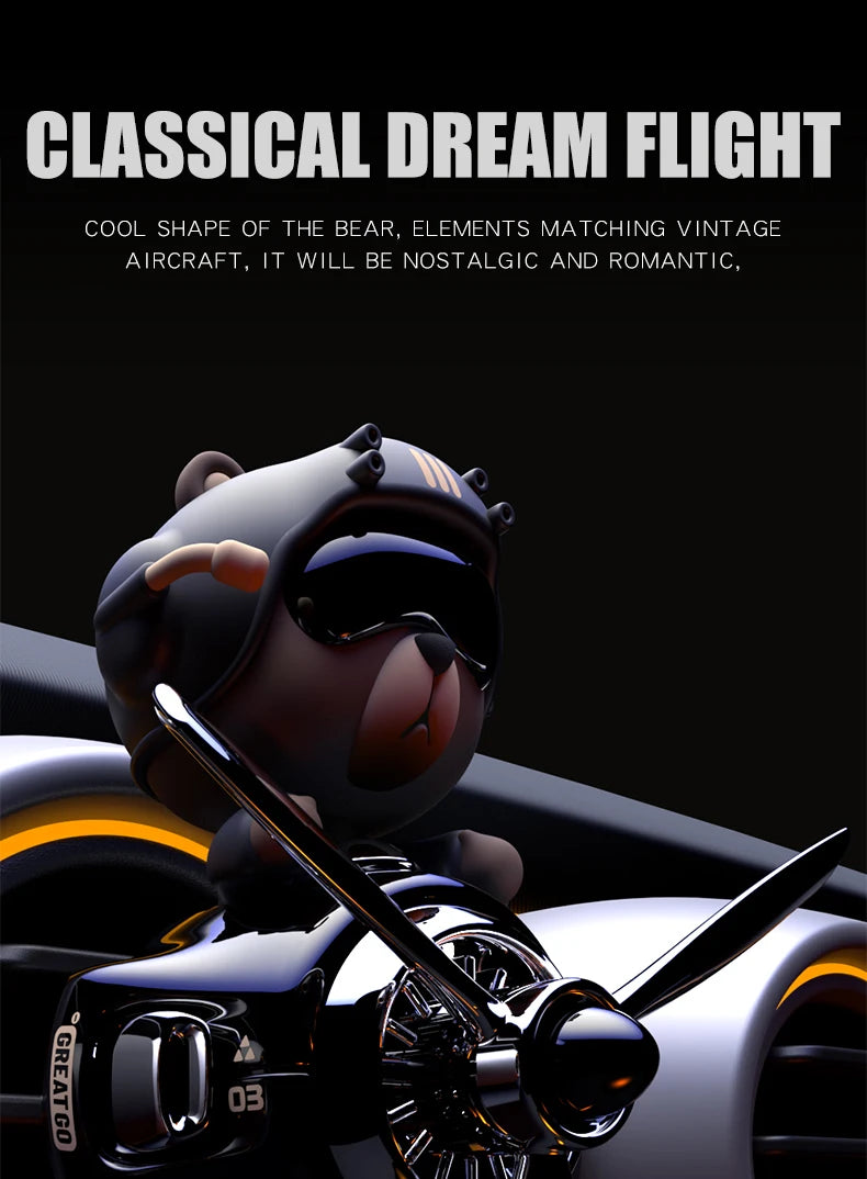 Head shake rotating propeller plane cool bear pilot car air fresheners accessories decoration fun diffuser perfume fragrance men
