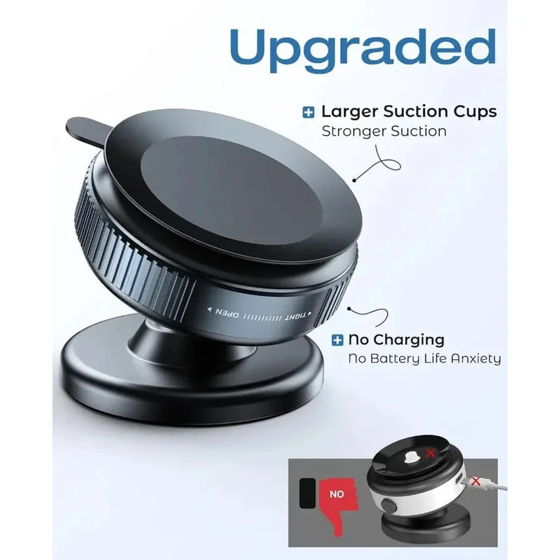 360°Adjustable Suction Cup Phone Mount Magnetic Car Phone Holder Vacuum Suction for Gym/Mirror/Smooth Surface For All Smartphone