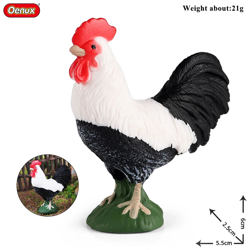 Oenux Lovely Farm Animals Hen Turkey Chook Chicken Cock Action Figure Model Figurines Poultry Miniature Educational PVC Kid Toy
