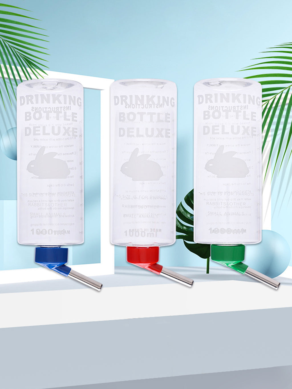 1 PC 1000ml Random Color Small Animals Drinker Auto Drinking Hangable Water Bottle for Rabbit Guinea Pig Parrot Rabbit Feeder