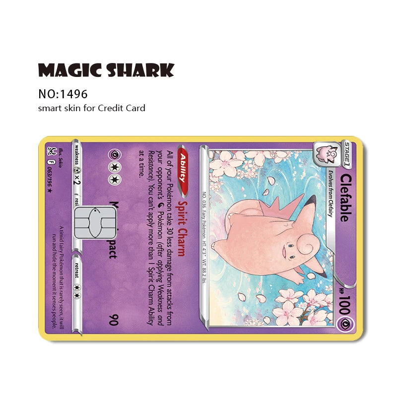 New Bulbasaur Pikachu Charmander Squirtle Mew Gengar Pokemons PTCG Film Skin Cover Sticker for Credit Debit Card