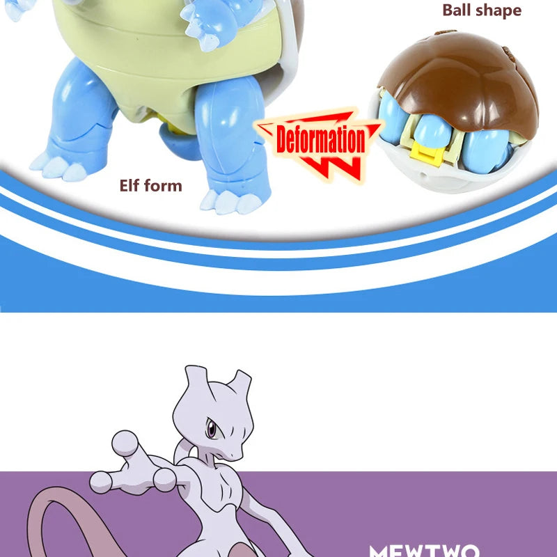 Funny Pokemon Transformation Cartoon Model Pokeball Pikachu Toys Scalable Anime Figure Dolls Model Ornaments Kids Birthday Toys
