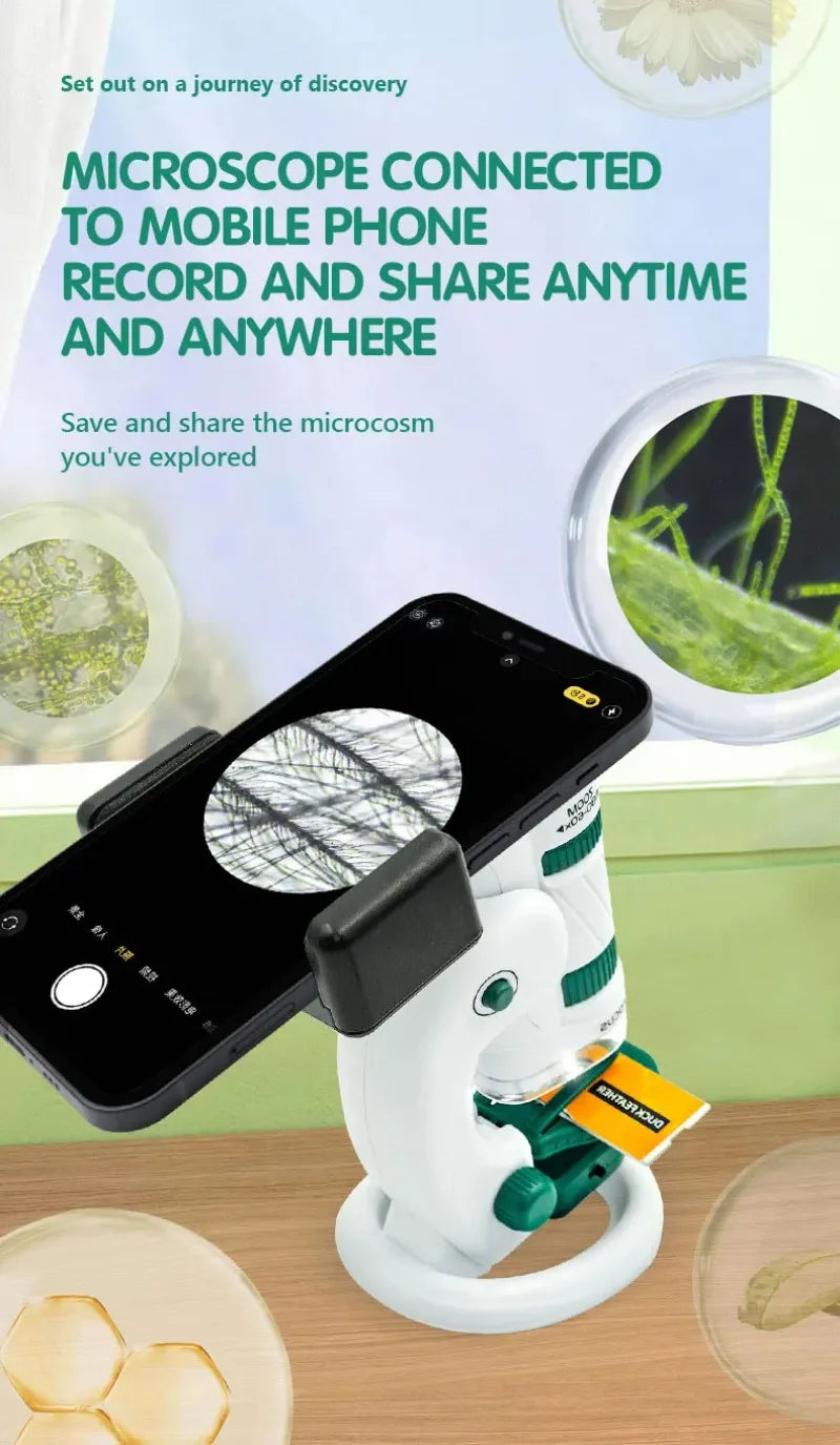 Kids Science Stem Toy Handheld Microscope Kit 60-180x Education Biological Pocket Microscope with LED Light Outdoor Children Toy