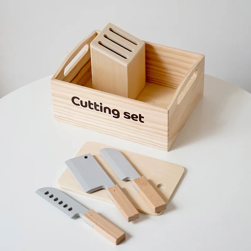 Wooden Pretend Play Kitchen Toys Cutting Food Accessories Set Fruit Vegetable Bakery Meat fish Early Educational Cognition Toys