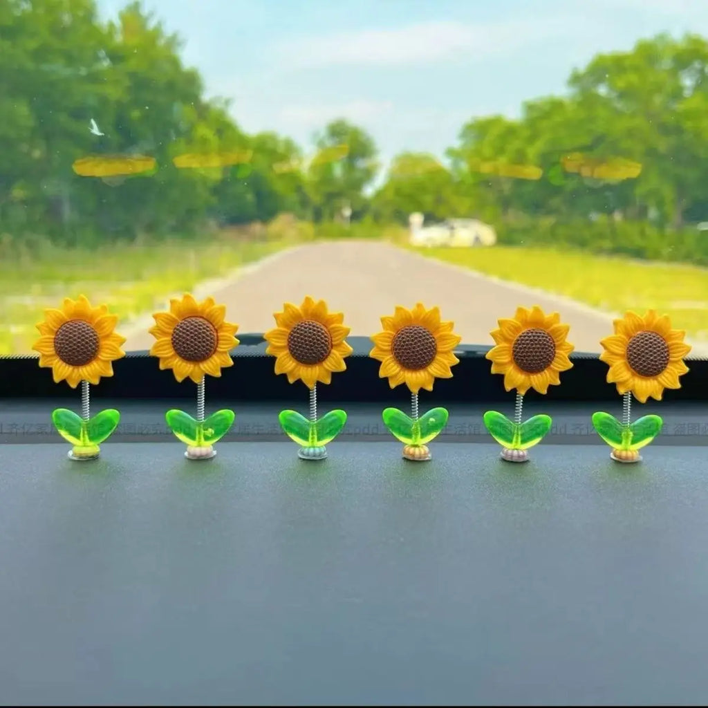 Cute Shaking Sunflower Car Decor Funny Dashboard Ornament for Car Interior Styling