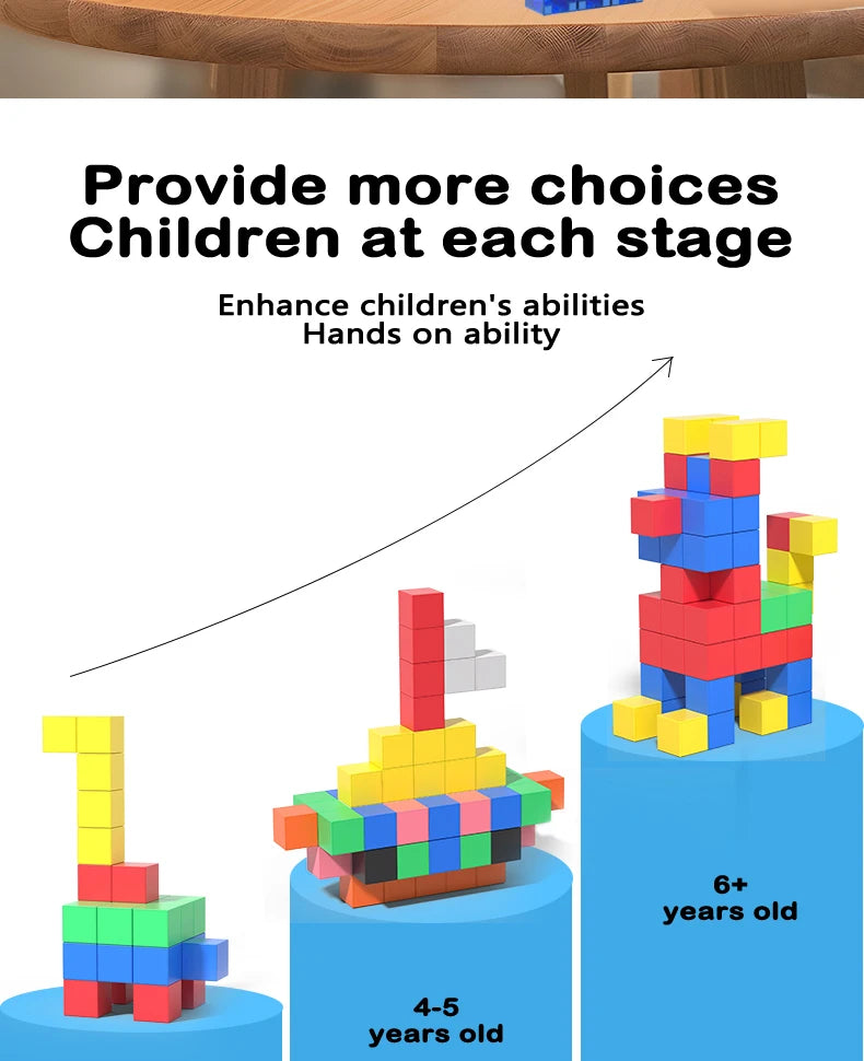 Magnetic Cubes Building Blocks Toys STEM Educational Construction Play Sensory Learning For Toddlers Kids Early Development