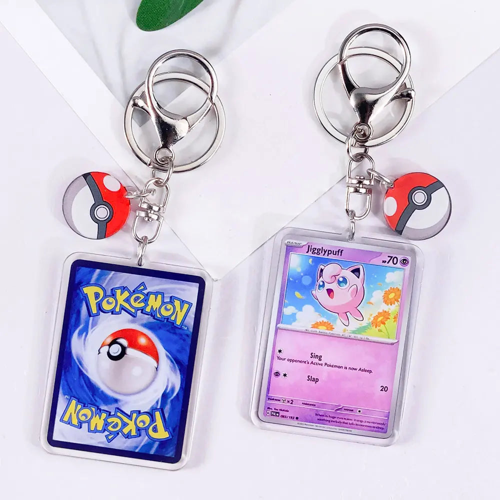 Pokémon Card Cute Acrylic Car Keychain Accessories Pikachu Charizard Gengar EeveeBag Charm Backpack Pendant Gifts For Friends