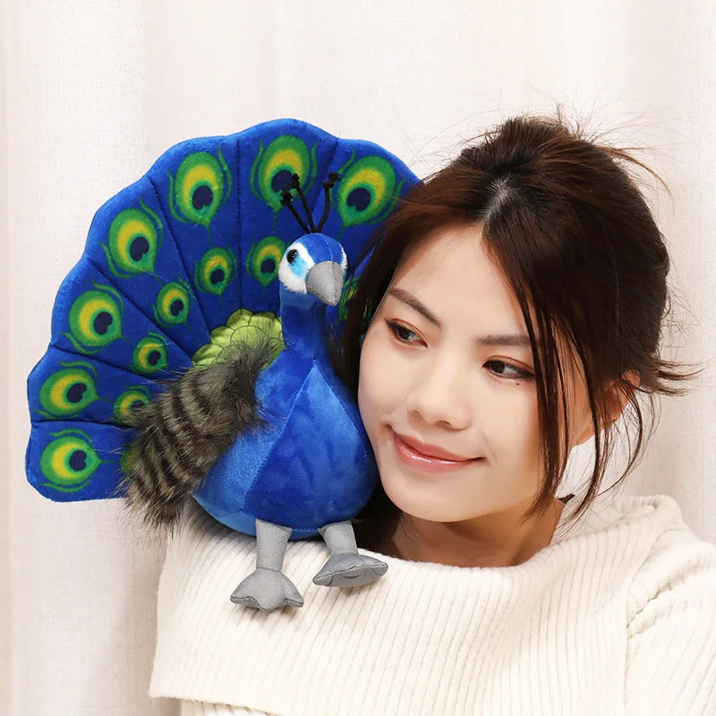 Cute Simulation Green Peacock Plush Toy Blue Peacock Doll Decorative Ornament Gift Bird Doll Zoo Souvenir Ornament Photo Props
