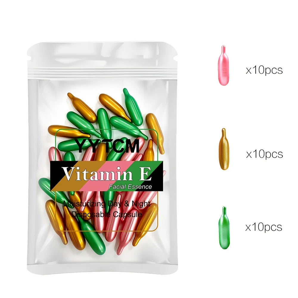 Vitamin E Capsule Essence, Single-Use Essence Capsules, Moisturizing and Hydrating Facial Skin (0.4Gx30 Capsules)/Bag-1 Bag