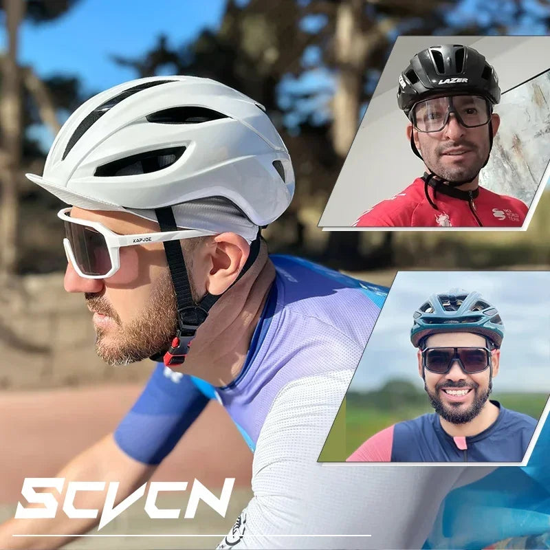 Scvcn New Men's UV400 Photochromic Cycling Sunglasses Women Sports Running Eyewear for Men Glasses Road Bike Bicycle Goggles